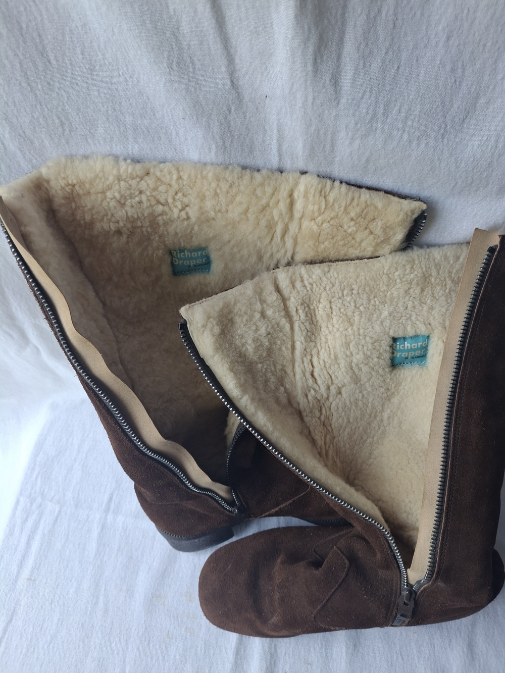 Women's Brown Suede Shearling-Lined Mid-Calf Boots - Picture 5 of 7